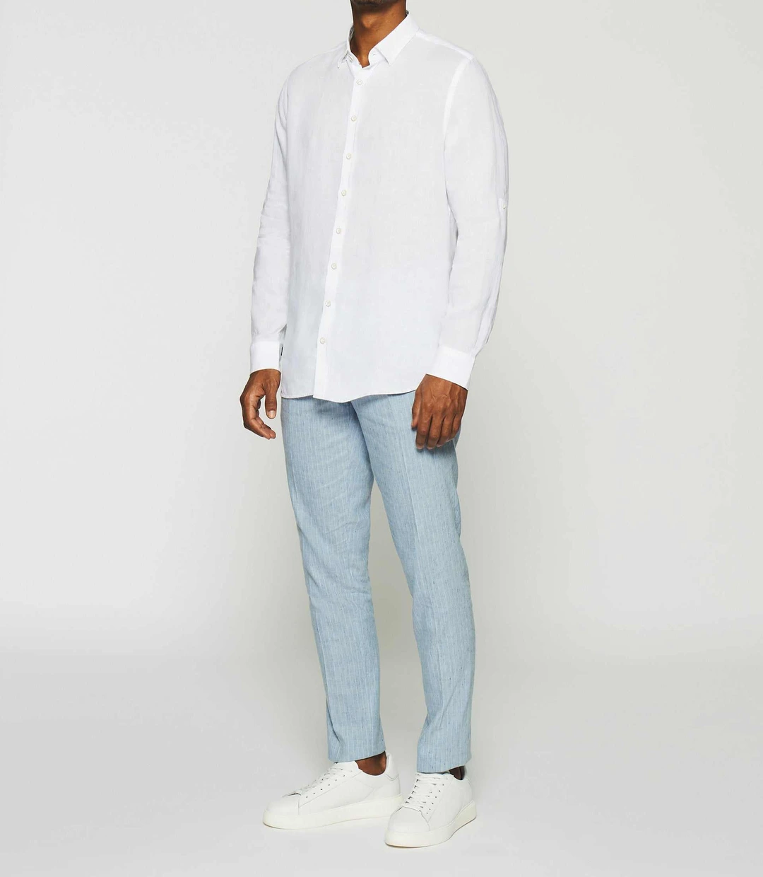 IZAC - Chemise unie en lin blanc KISS
