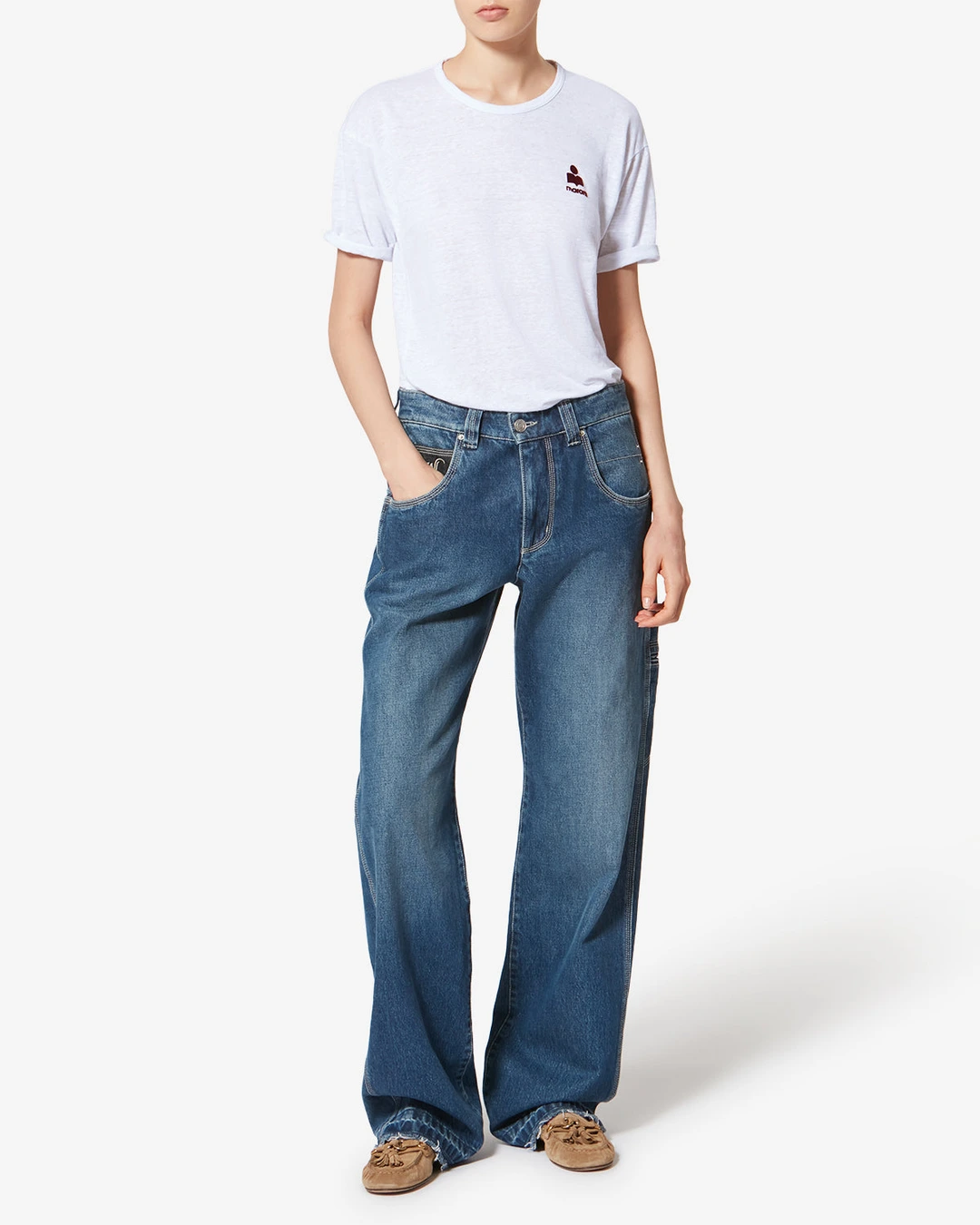 Tee Shirt Koldia - Femme - Blanc-bordeaux - Taille XL - Marant Étoile