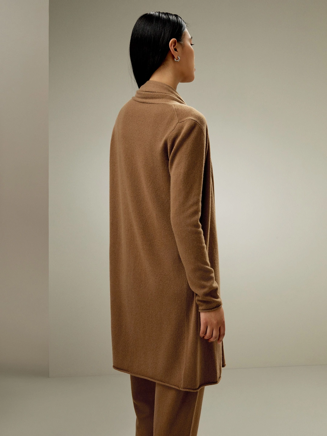LILYSILK Cardigan Femme Long Avec Col En Pile Élégant Polyvalent Et Élégant Cachemire Simple Et Classique Pas Besoin De Correspondre Caramel M