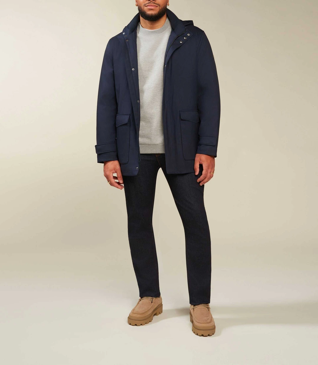 IZAC - Parka légère à capuche amovible marine ISORBT