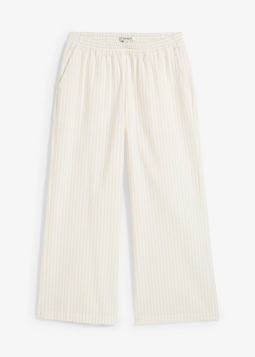 Pantalon palazzo en seersucker, longueur 7/8