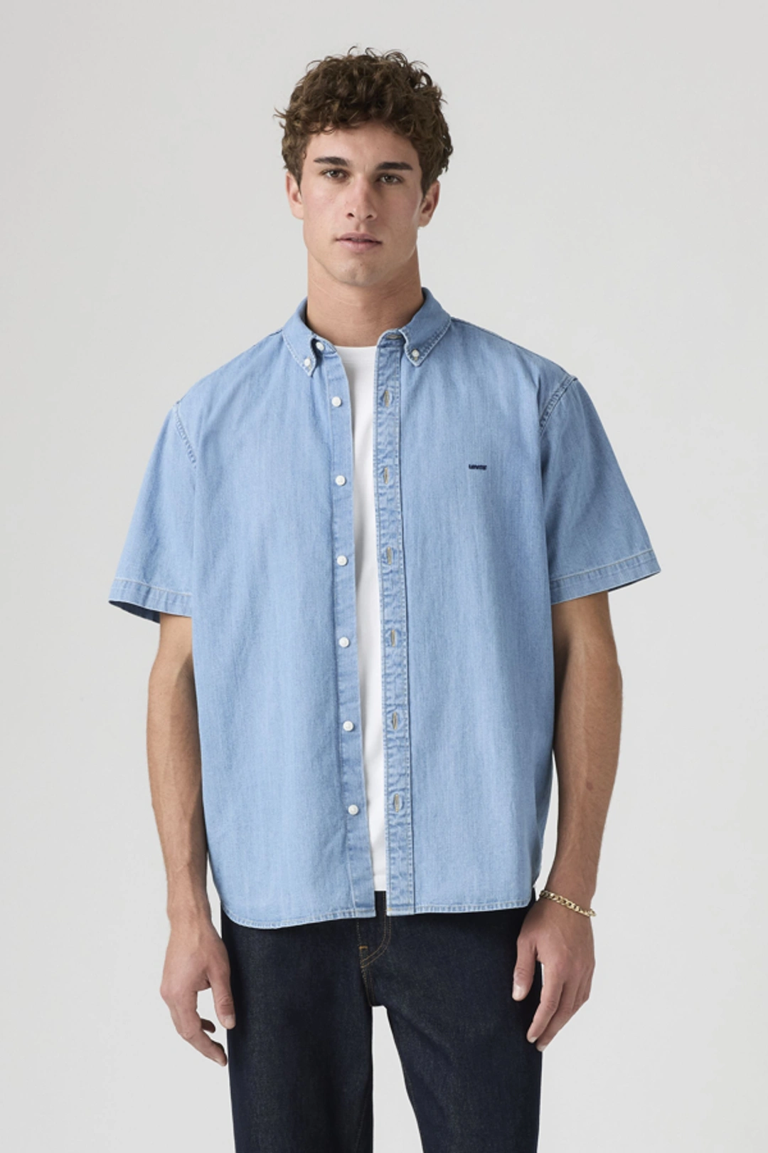 Levi's Chemise Manche Courte Col Boutonné Authentic - Homme - Rose / Woodrose Garment Dye - 2XL - 2