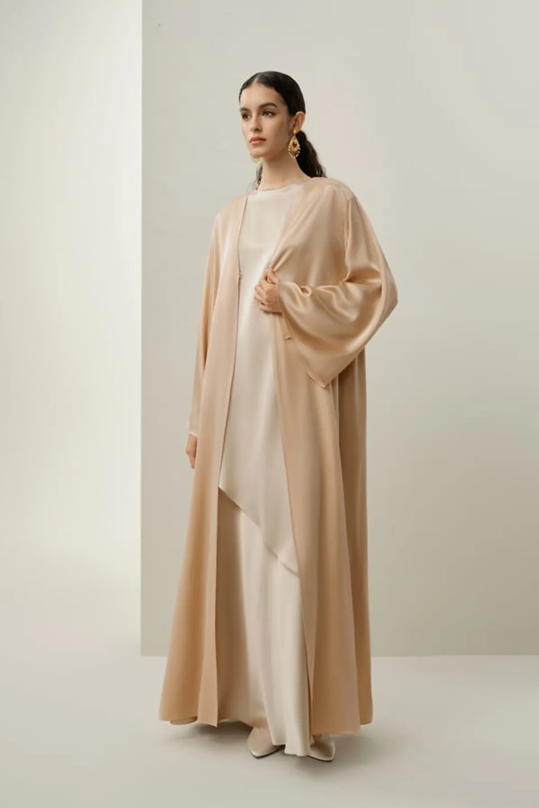 LILYSILK Femme Abaya Modeste Soie Charmeuse Stretch Fluide Asymétrique Pinot Noir XL