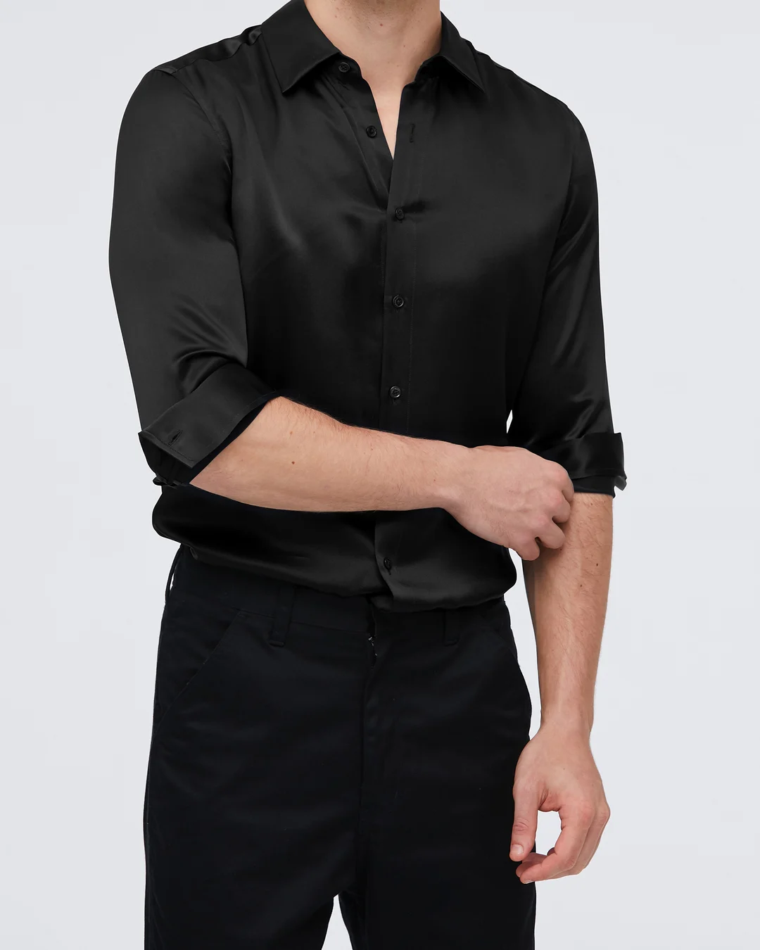 LILYSILK Chemise De Base Pour Homme En Soie De Mûrier Gris Foncé L - 2