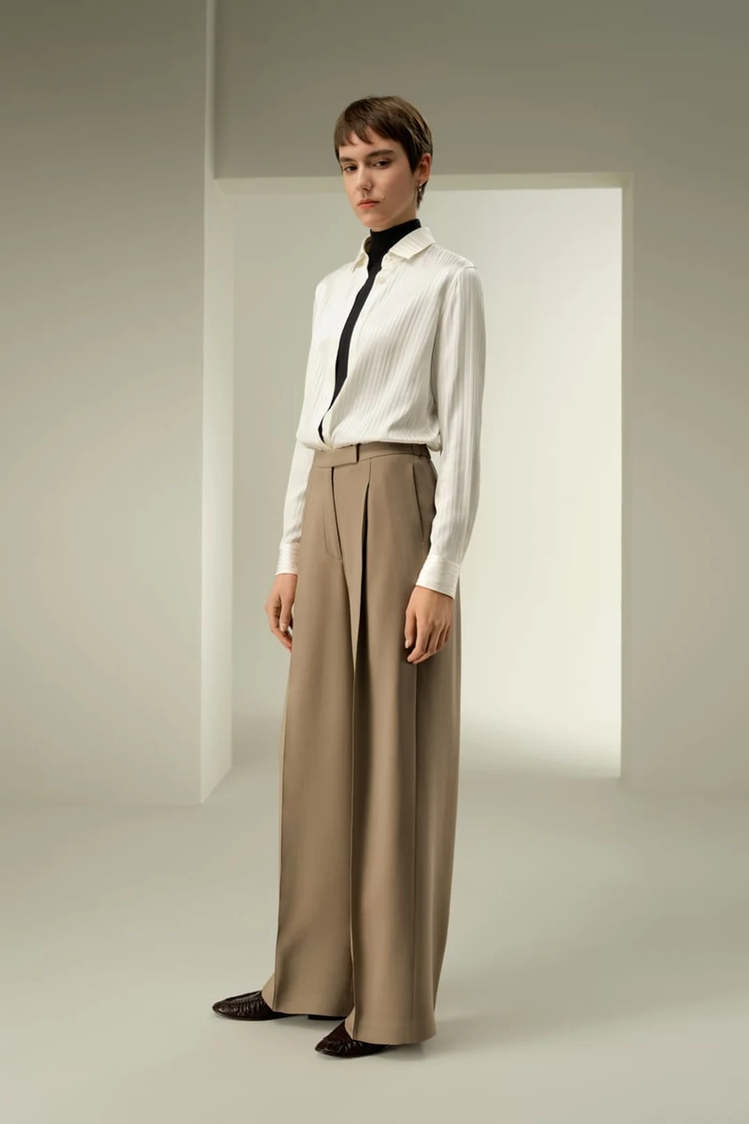 LILYSILK Pantalon Large Soie & Laine Femme Noir 36 - Fluide, Élégant et Confortable