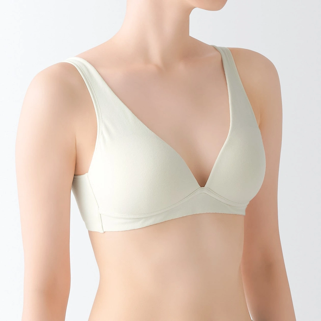 Soutien‐gorge plongeant sans armature en mélange de coton pour femme