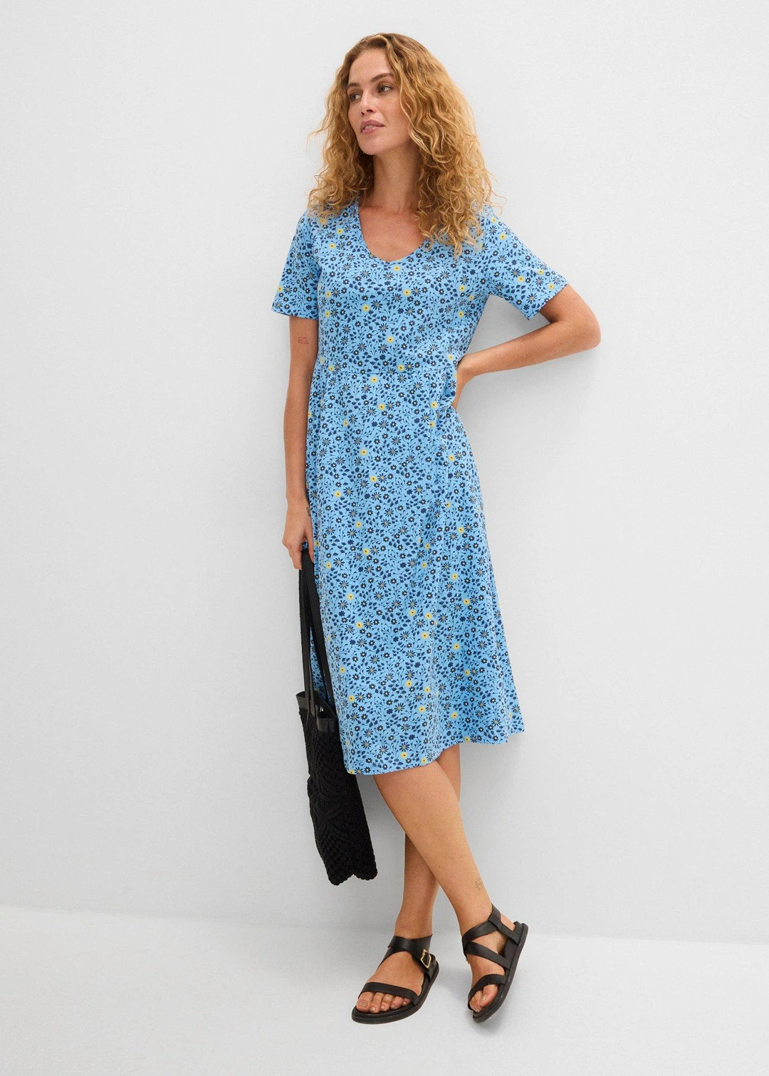Robe midi en jersey coton