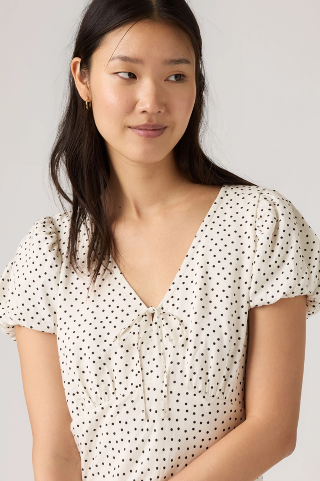 Levi's Lira Short Sleeve Midi Dress - Femme - Cream / Tovi Dot Egret Nylon - XS - 2