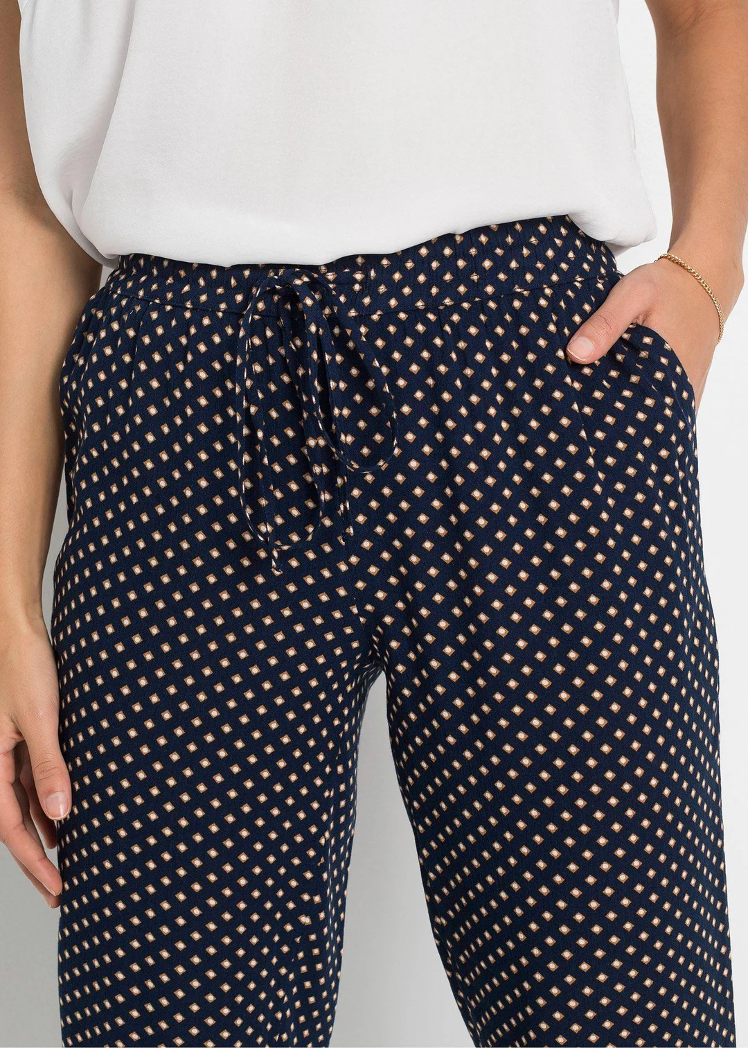 Pantalon 100% viscose, taille élastiquée