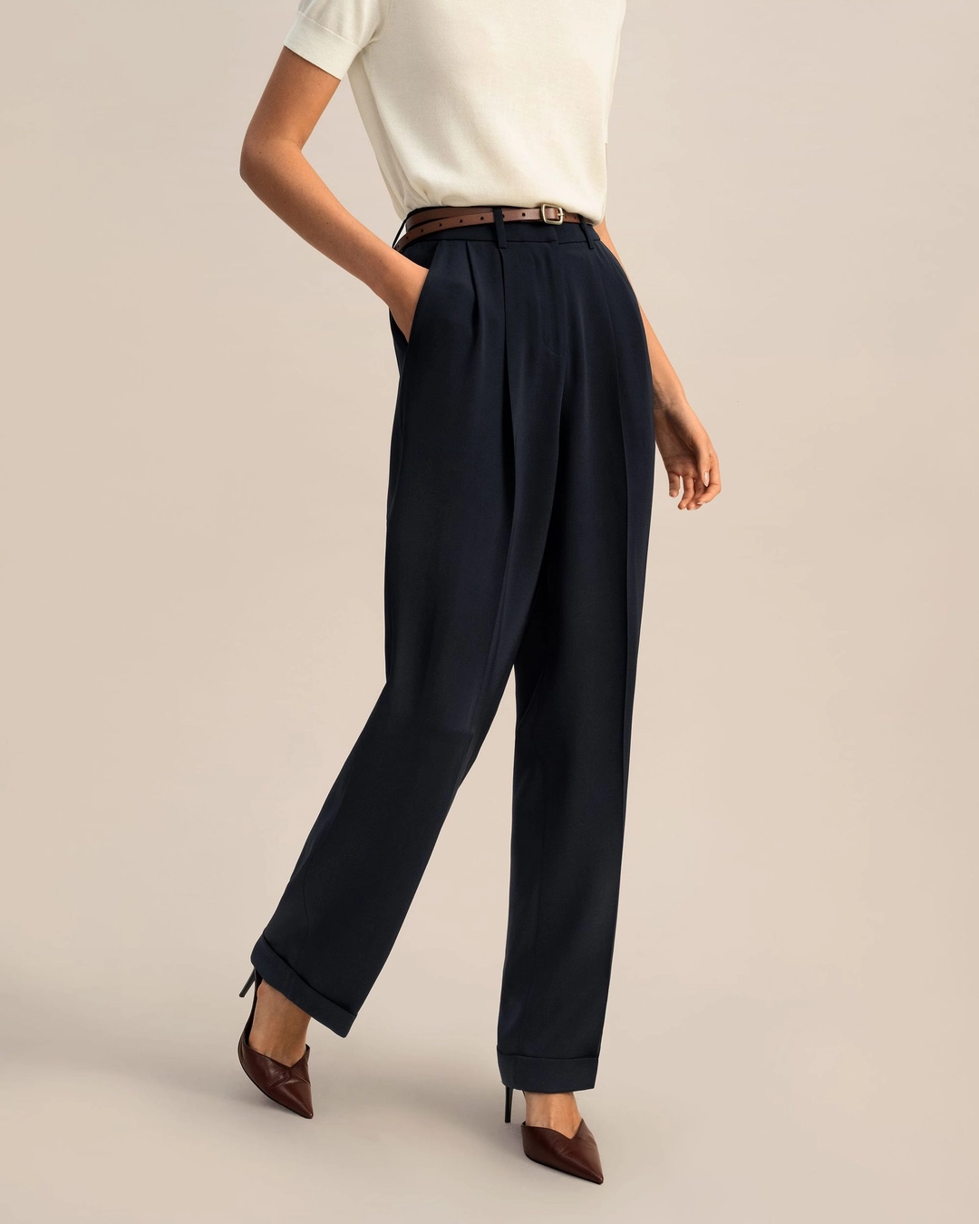 LILYSILK Pantalon Soie Pour Femmes Légère Et Résistante Aux Plis Soie De Haute Qualité Convient À Toutes Les Saisons Bleu Minuit Petite 38