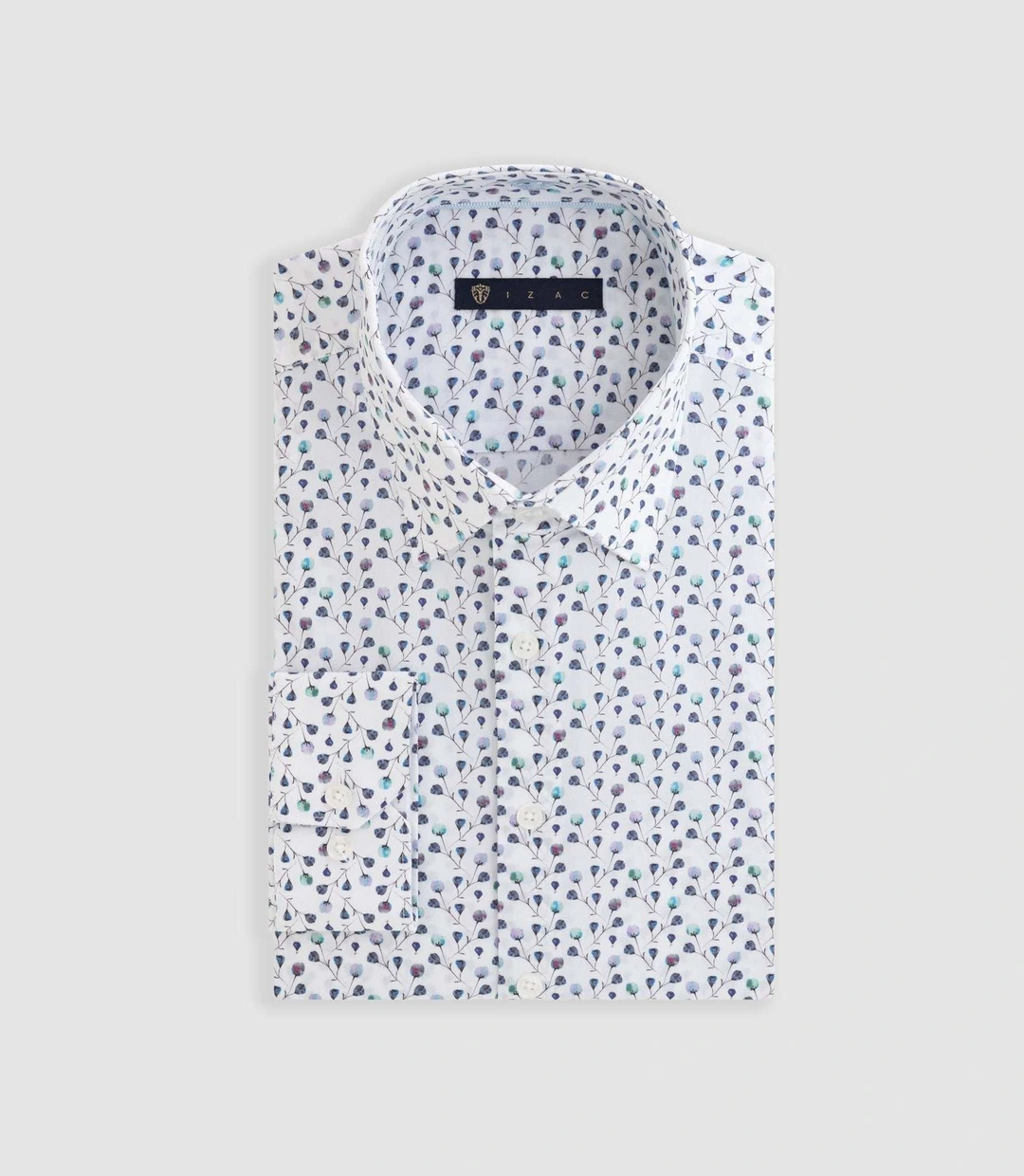 IZAC - Chemise à imprimé floral blanc-marine ''Demis''