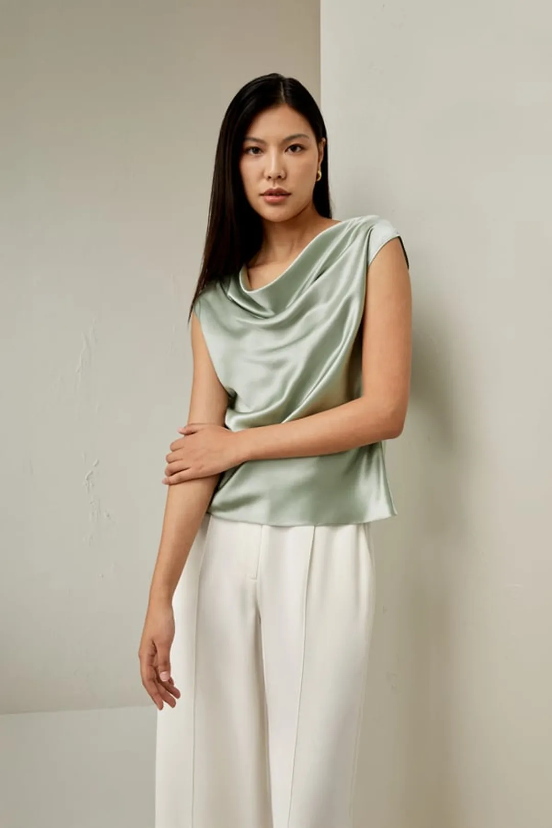 LILYSILK Top En Soie Col Rond, Sans Manches Soie De Haute Qualité Les Essentiels De La Garde-Robe Blanc Naturel 36