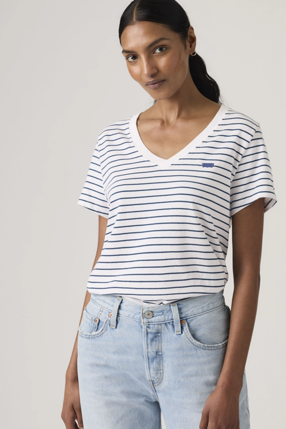 Levi's T Shirt En Coton Col V Favorite - Femme - Vert / Deep Depths - XS