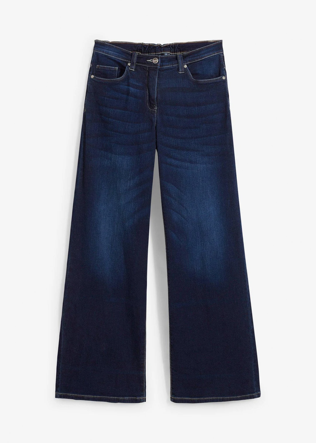 Jean large à taille mi-haute élastiquée