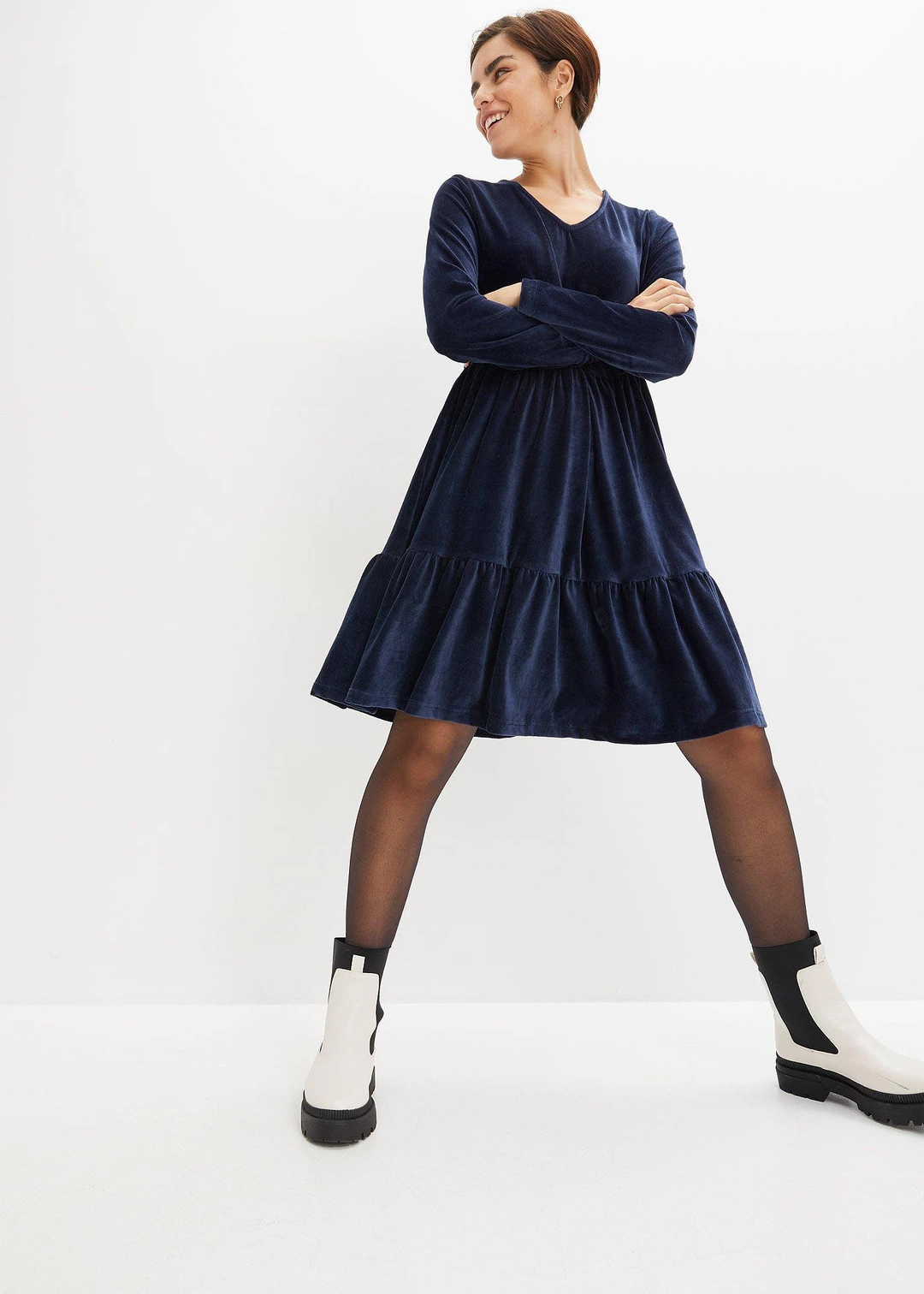 Robe courte en velours extensible - 2