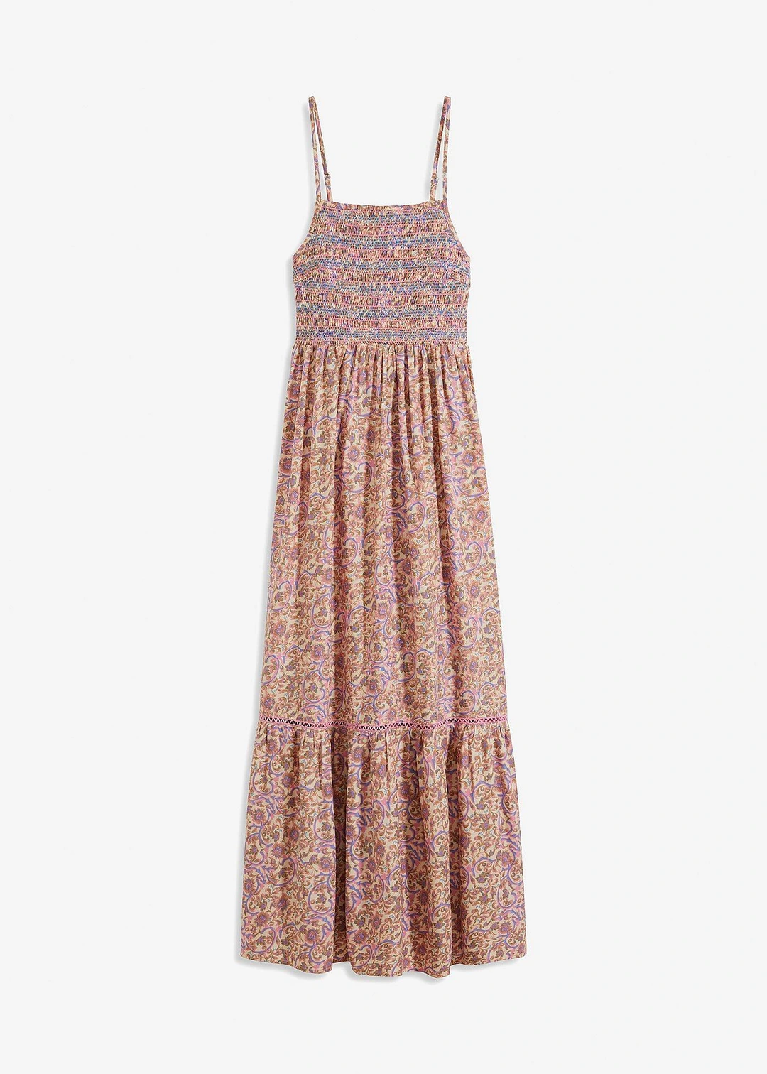 Robe longue smockée