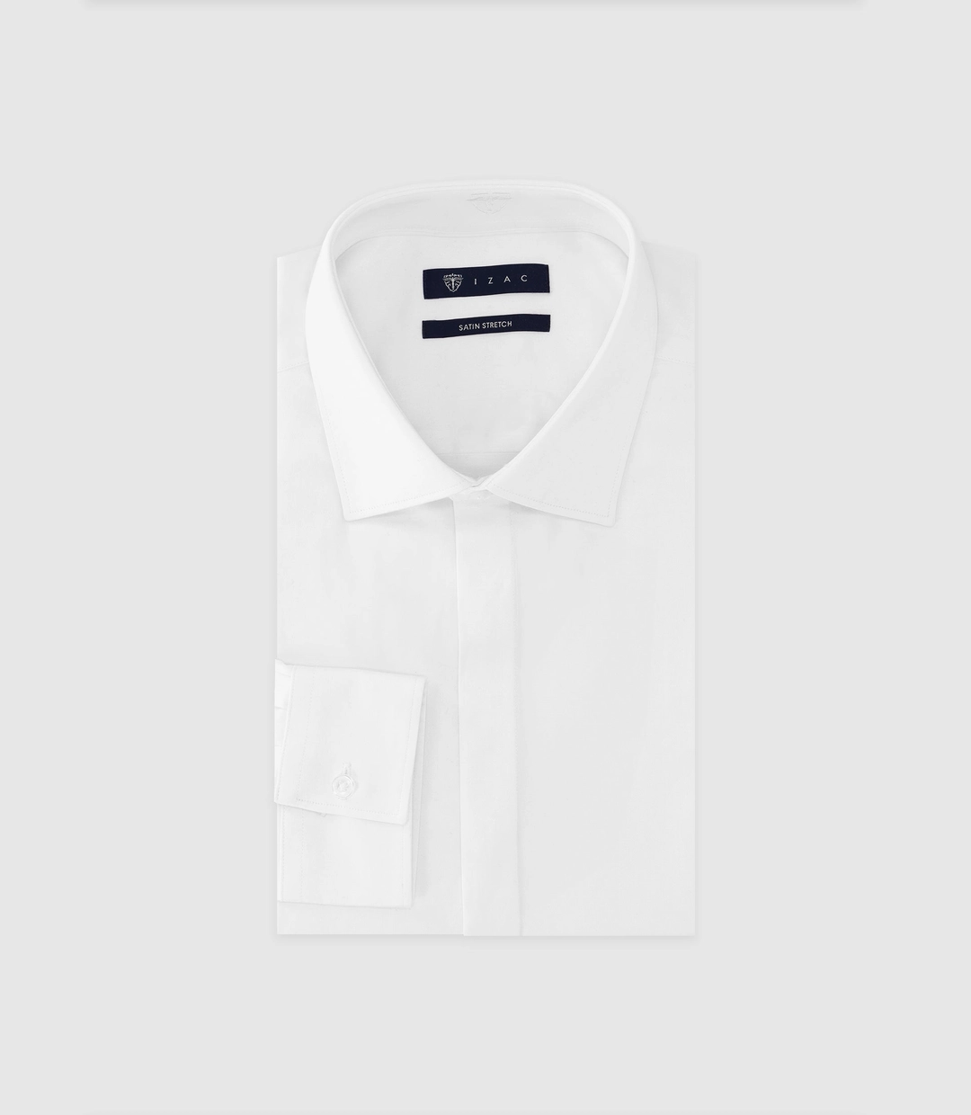 IZAC - Chemise col italien en satin de coton blanche