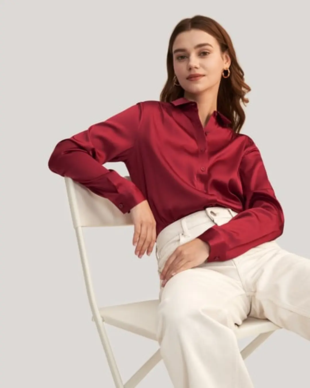 LILYSILK Chemisier En Soie De Mûrier Naturelle Manches Longues