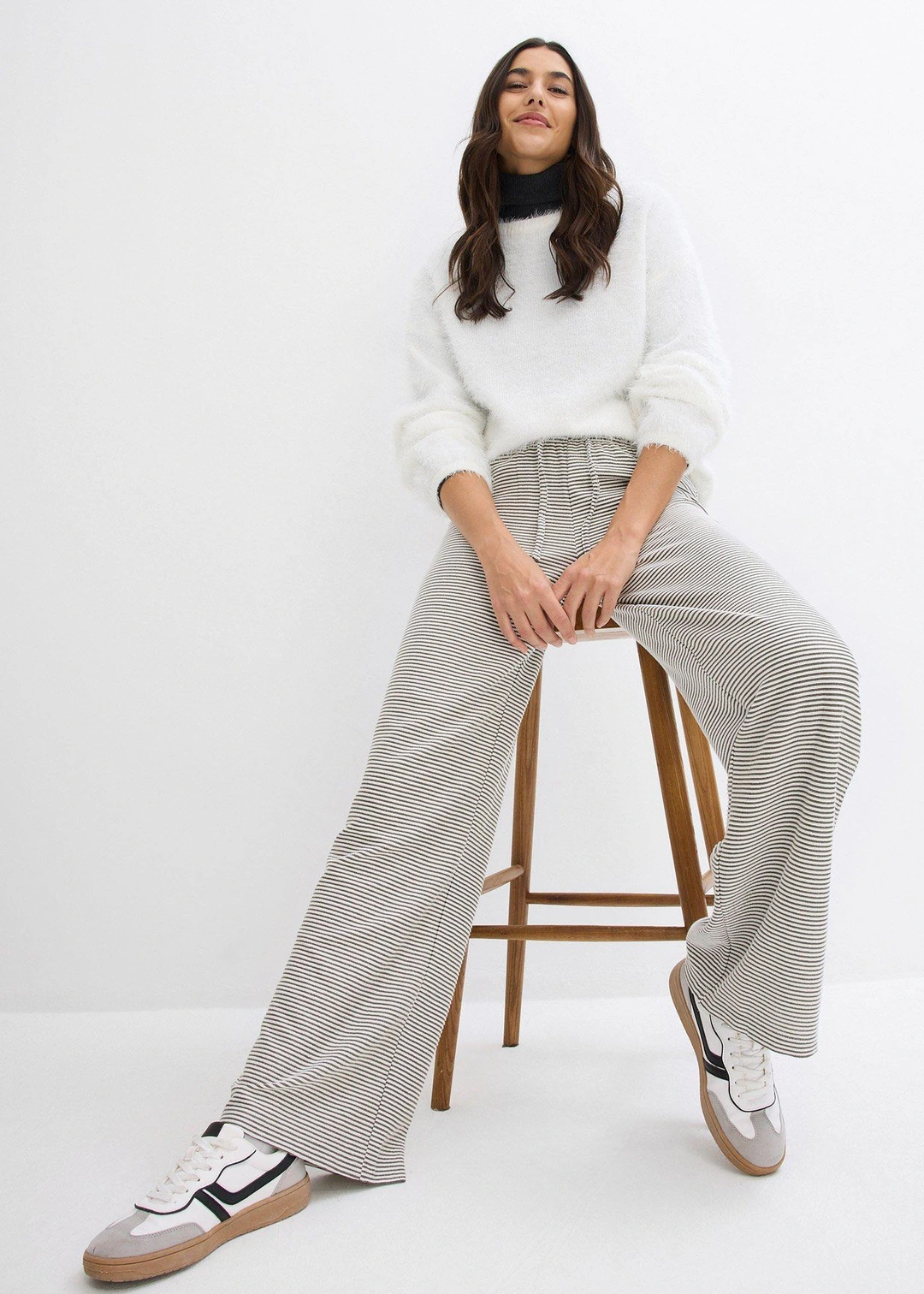 Pantalon en jersey rayé avec cordon de serrage, coton majoritaire - 2