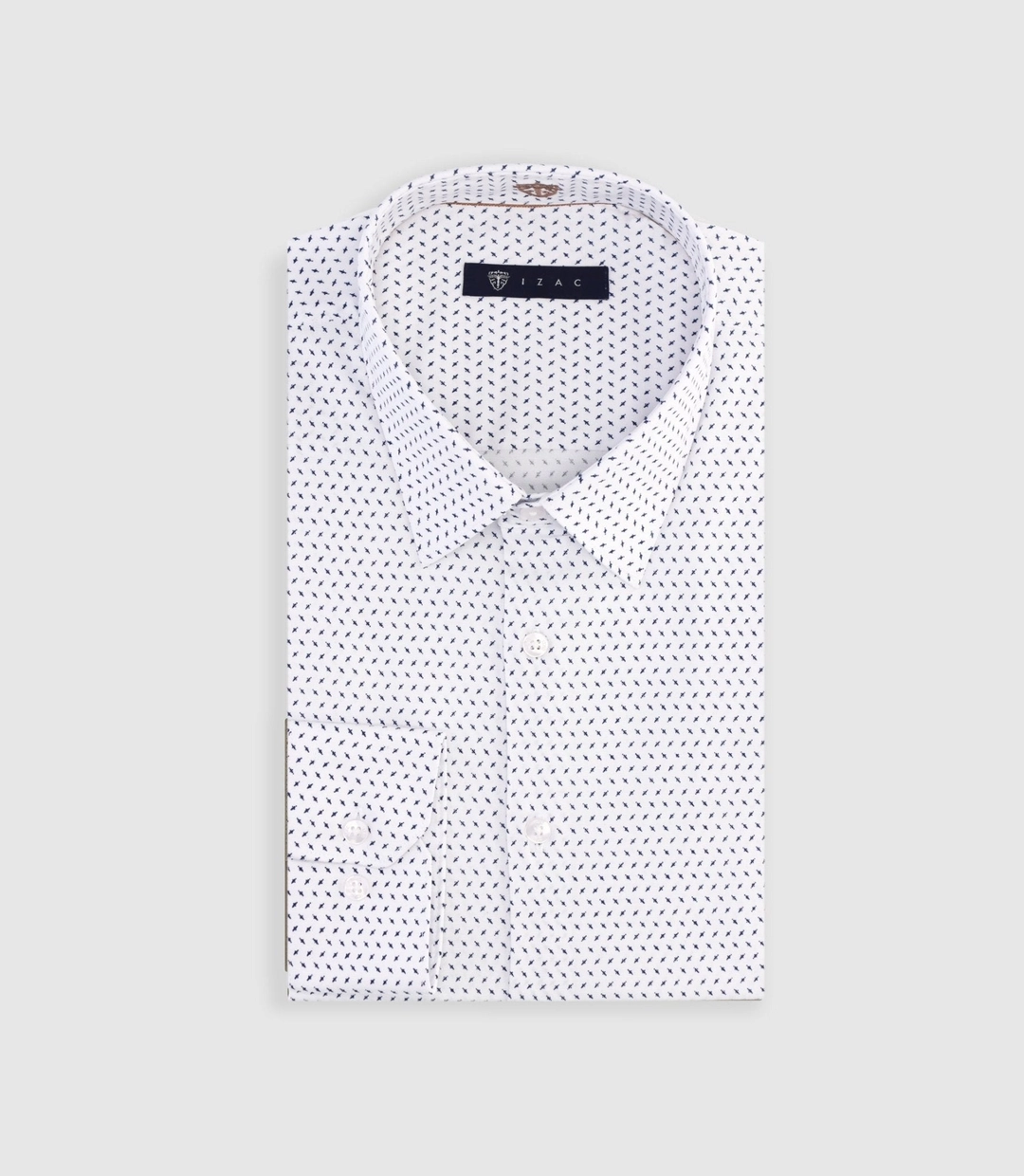 IZAC - Chemise slim à imprimé micro motifs blanc MATTHIAS