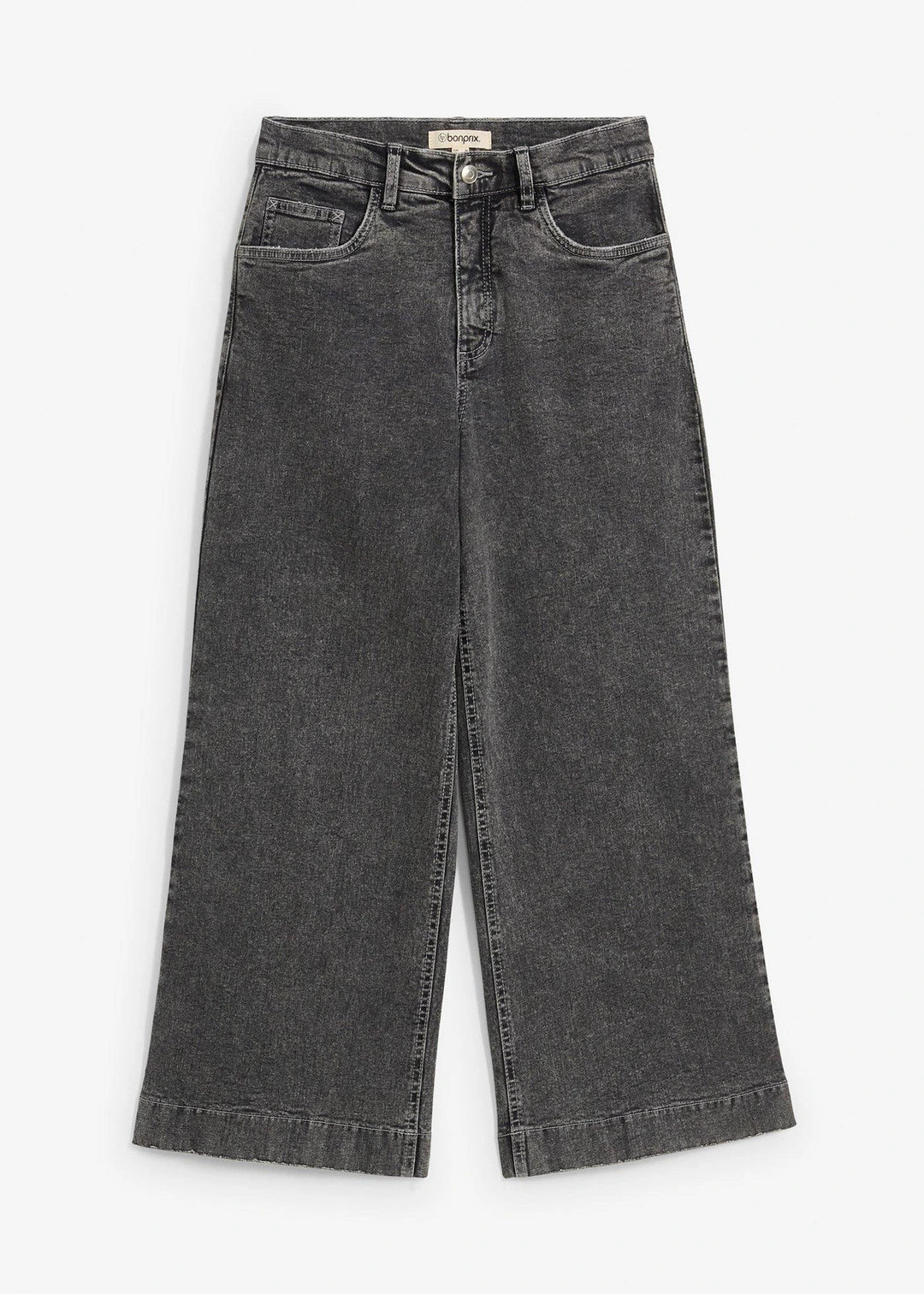 Jean large, taille haute, raccourci