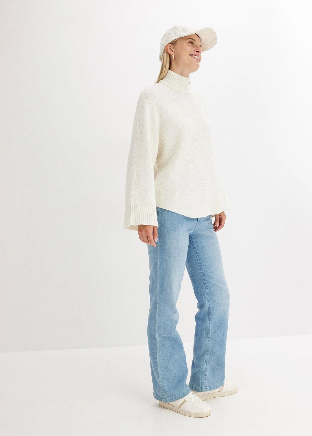 Jean droit taille haute, extensible