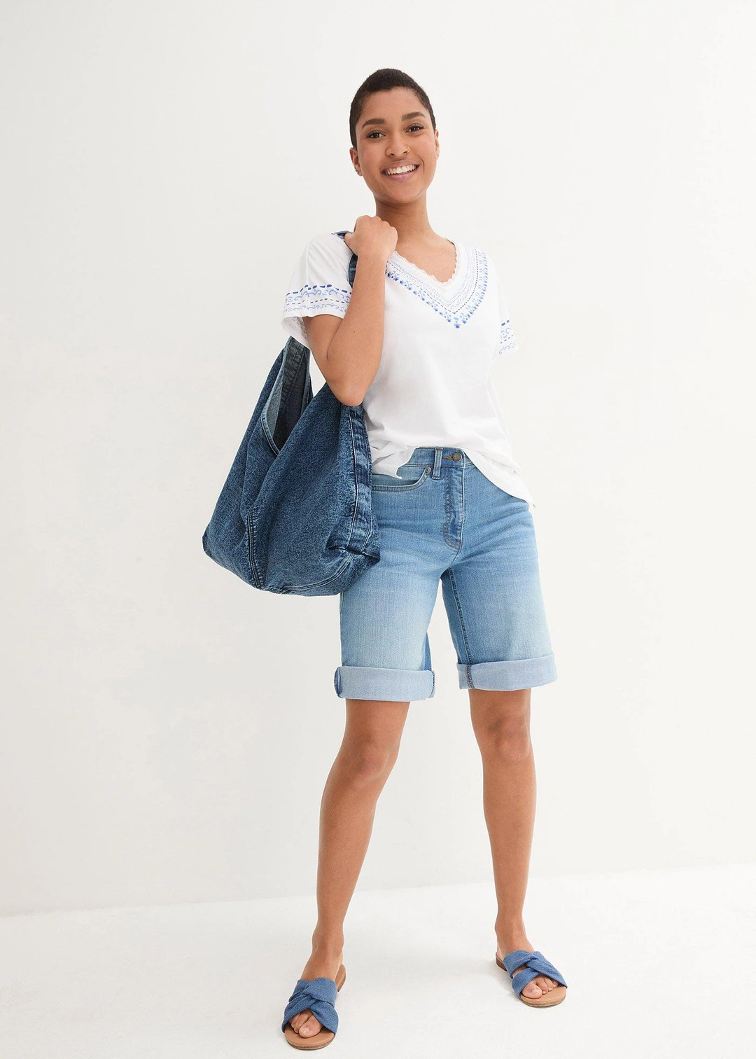 T-shirt coton ample avec imprimé brodé - 2