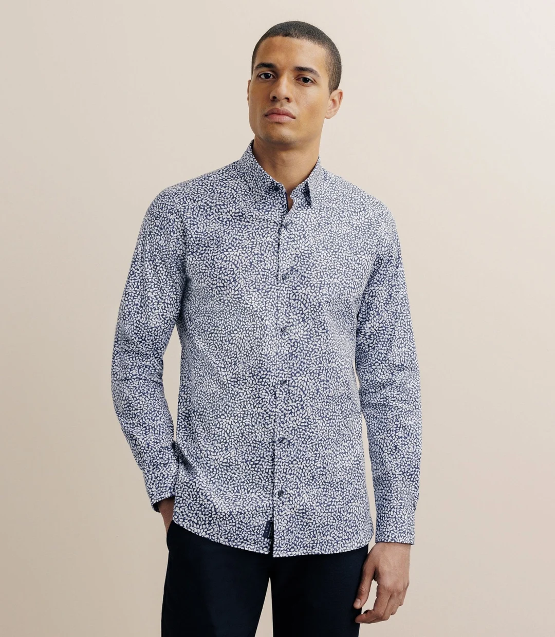 IZAC - Chemise droite imprimée marine