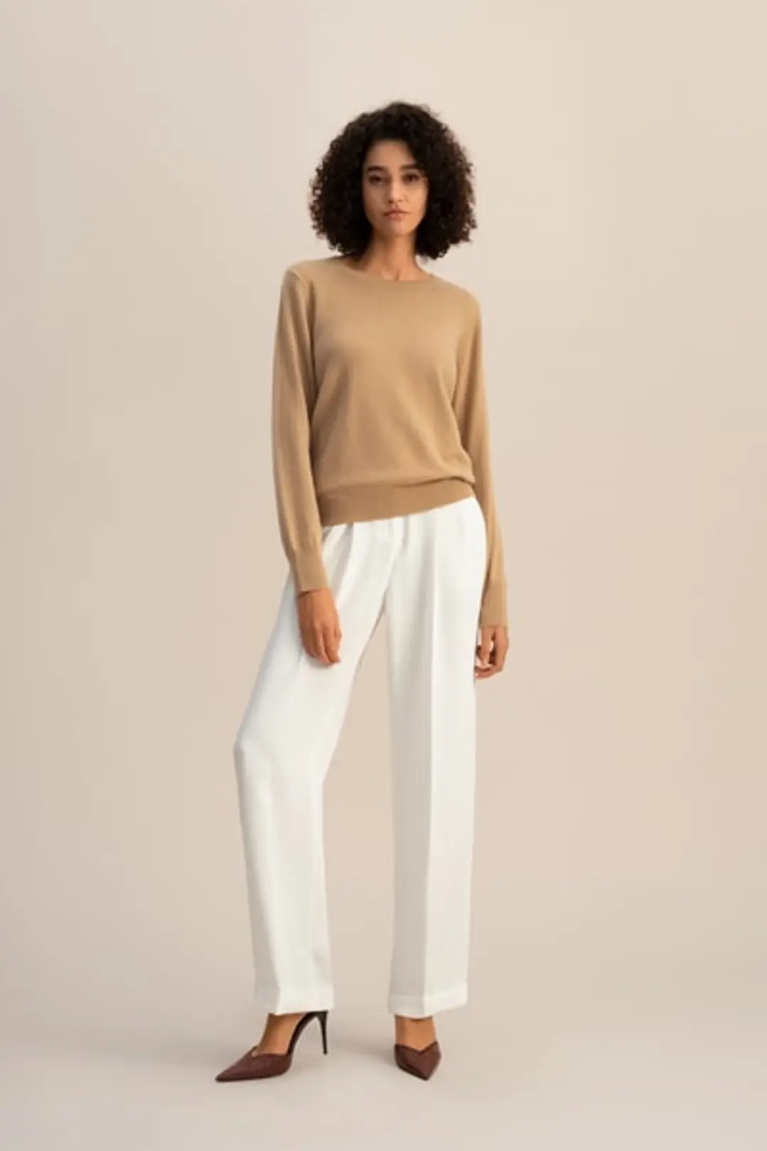 LILYSILK Pull Femme 100% Bébé Cachemire Col Rond Doux Pour La Peau Et Respirant Blanc Naturel