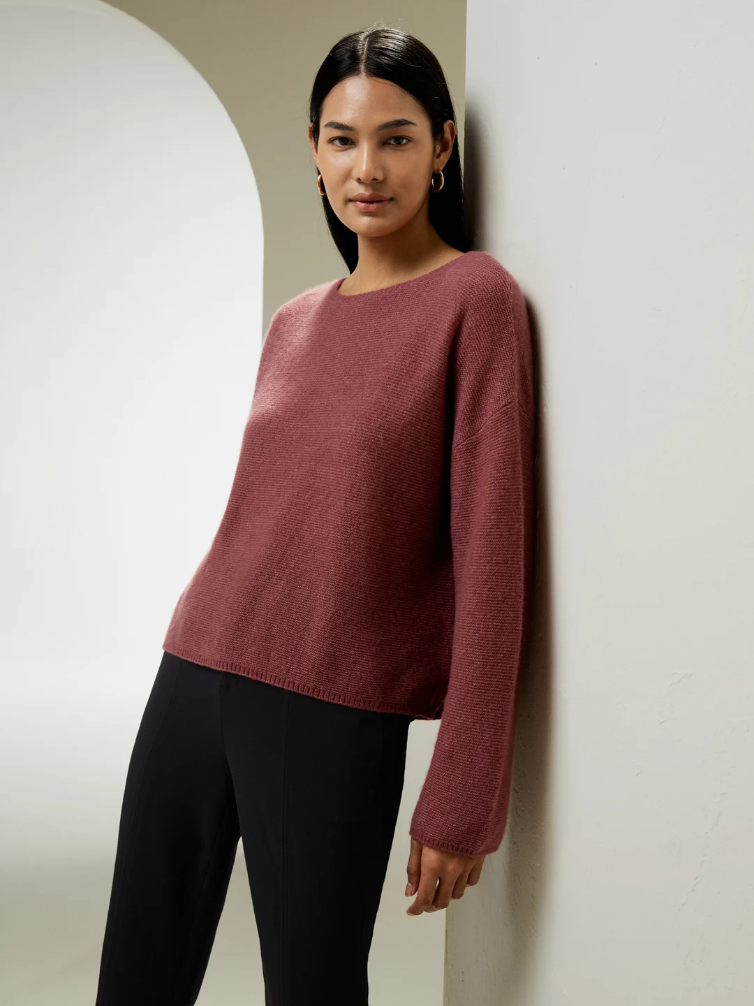 LILYSILK Pull Cachemire Et Soie Femme Rouge Stitch Jersey Inversé Soie Et Cachemire Cozy Et Confortable, Léger Et Doux S