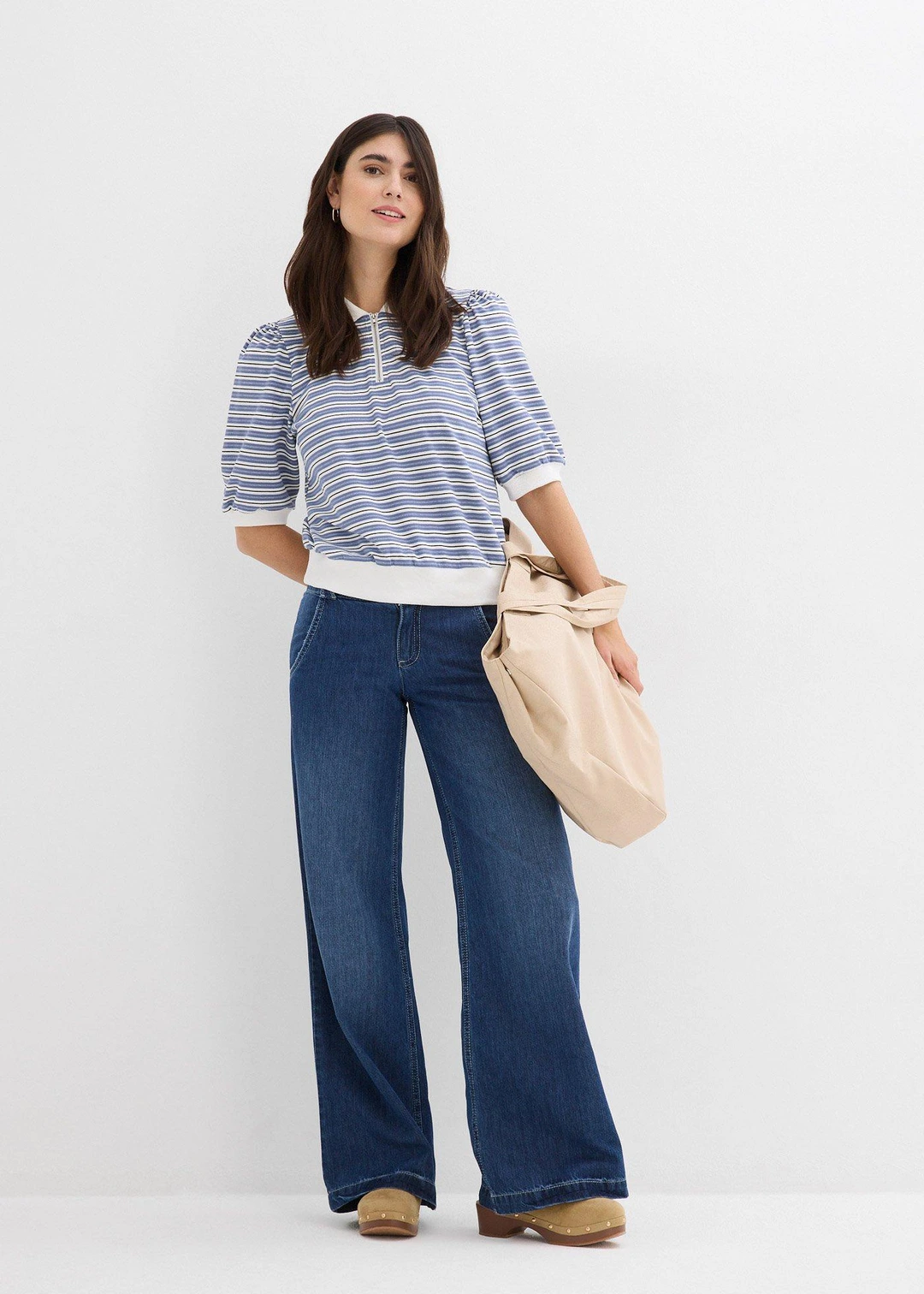 Jean large taille haute, toile ultra-douce - 2