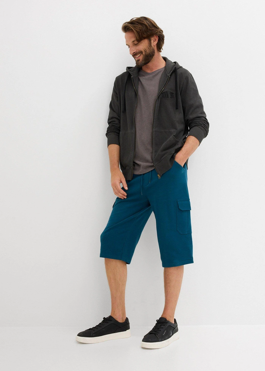 Bermuda cargo long en sweat 100% coton - 2