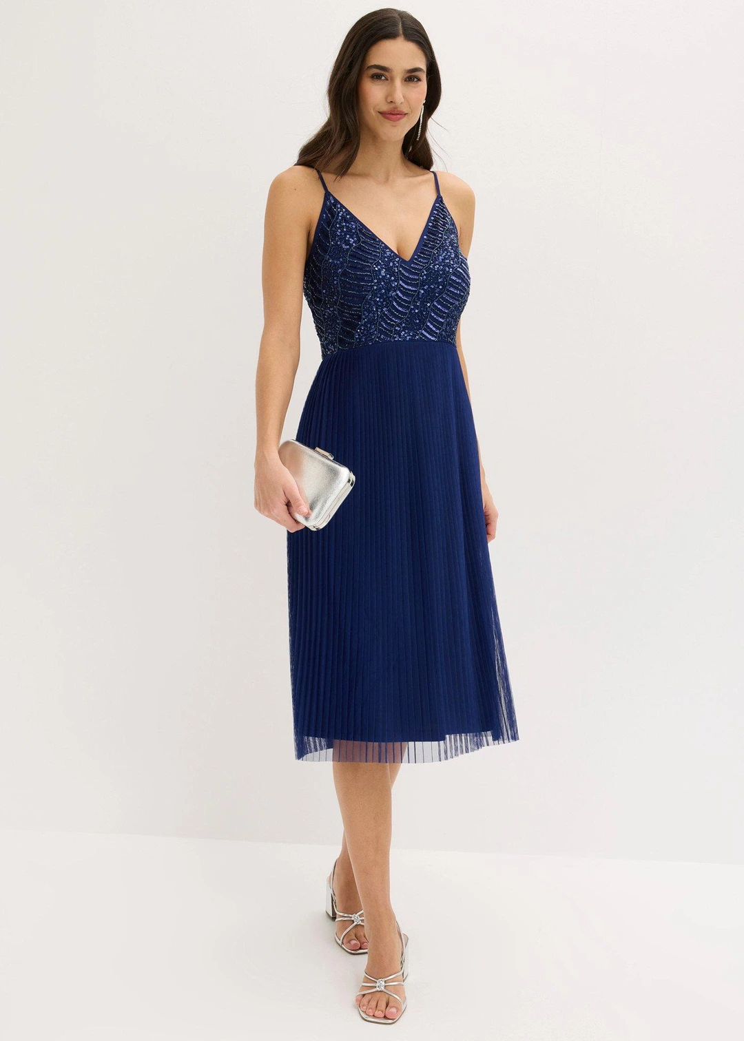 Robe midi à jupe plissée et sequins brodés - 2