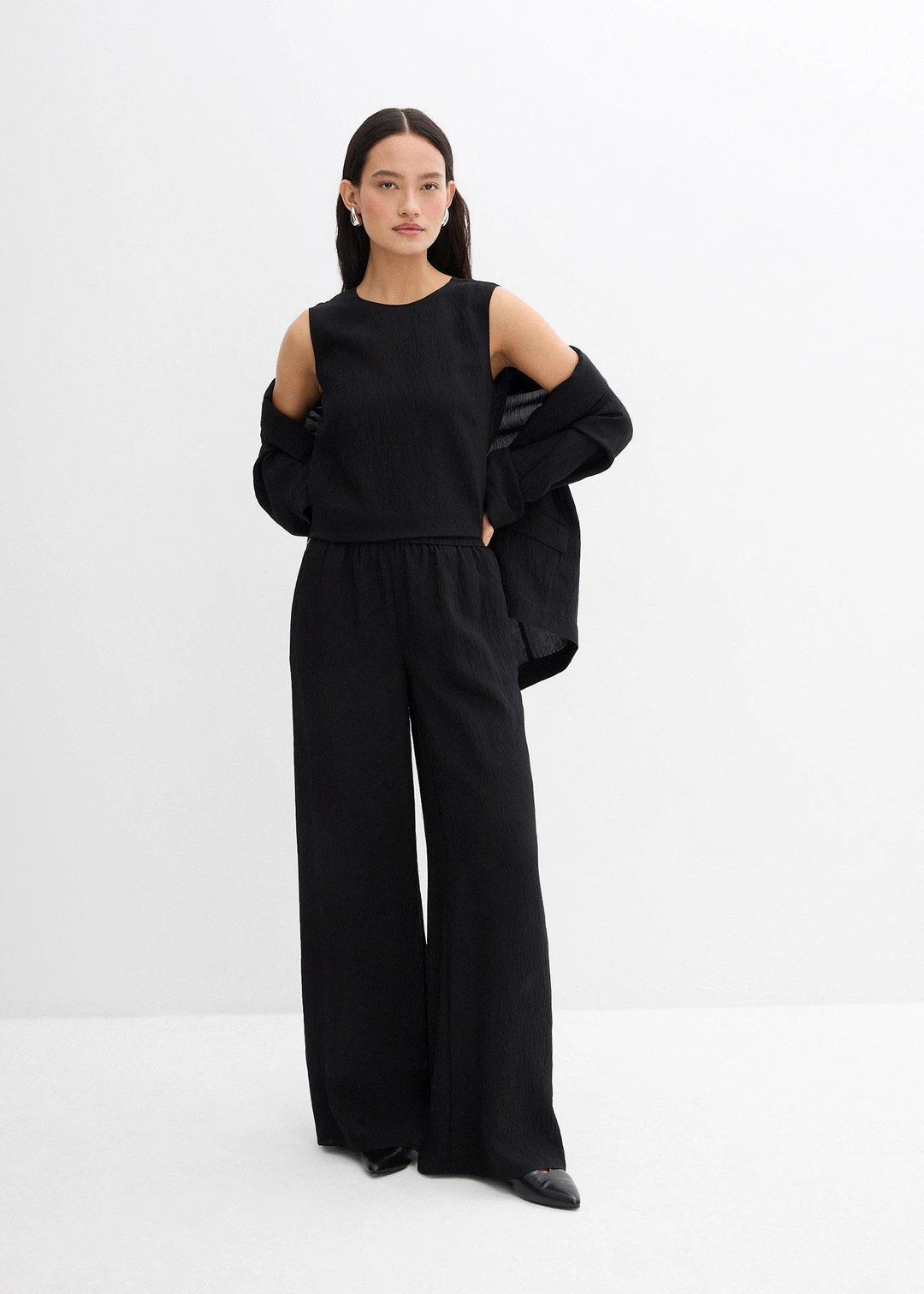 Pantalon en viscose mélangée, effet froissé - 2