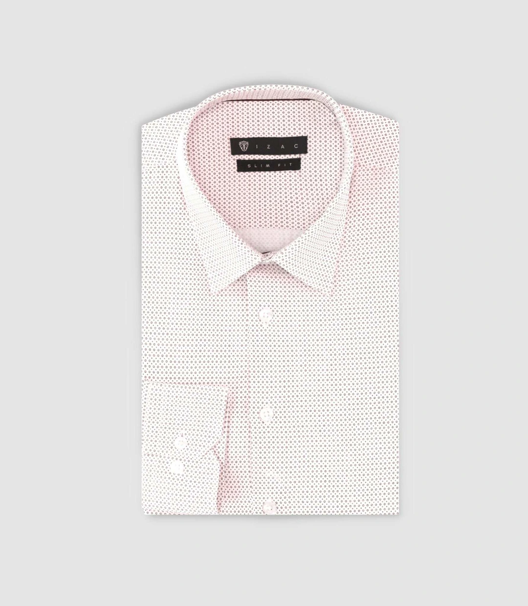 IZAC - Chemise slim imprimée micro motifs blanche et bordeaux PERLE