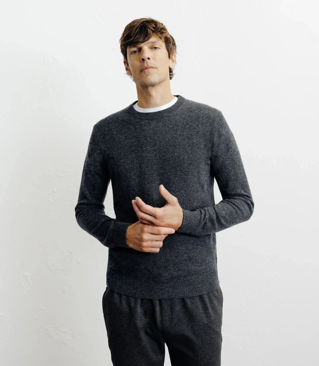 IZAC - Pull col rond 100% cachemire anthracite
