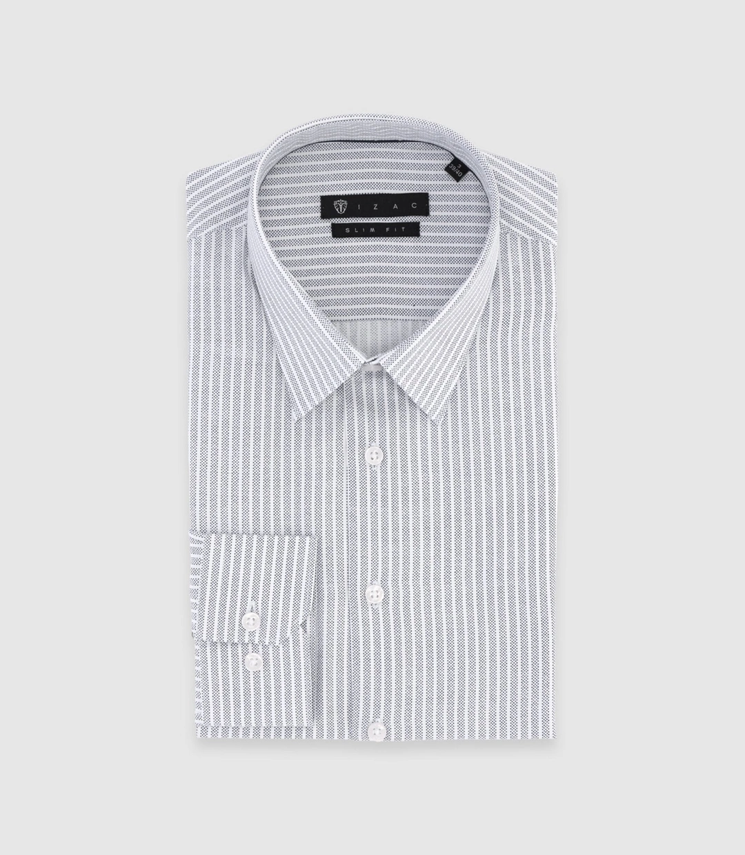 IZAC - Chemise slim à rayures grise PALY