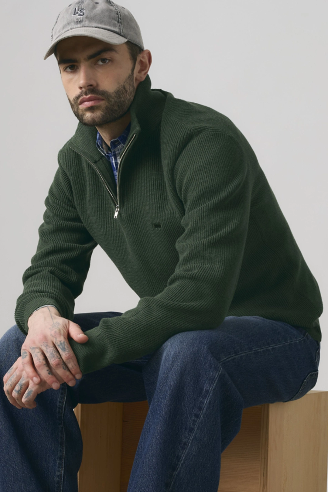 Levi's Sweat 1/4 Zip Housemark - Homme - Vert / Duffel Bag Heather Green - 2XL - 2