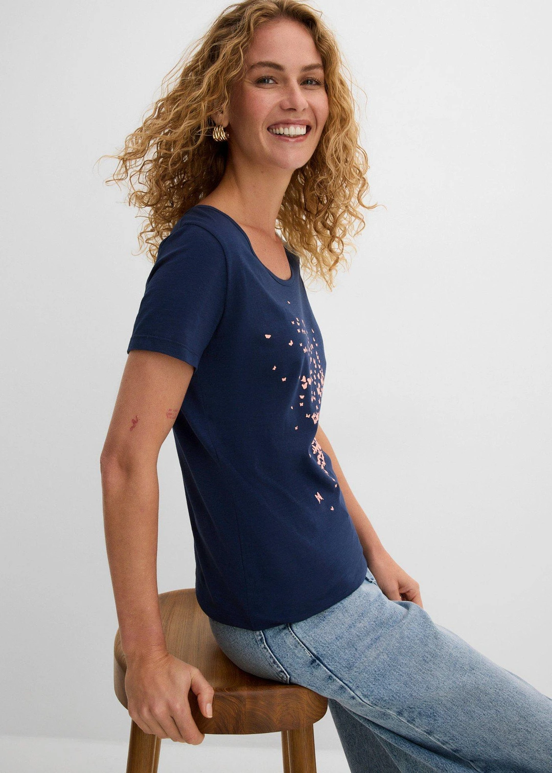 T-shirt coton en fil flammé, manches courtes - 3