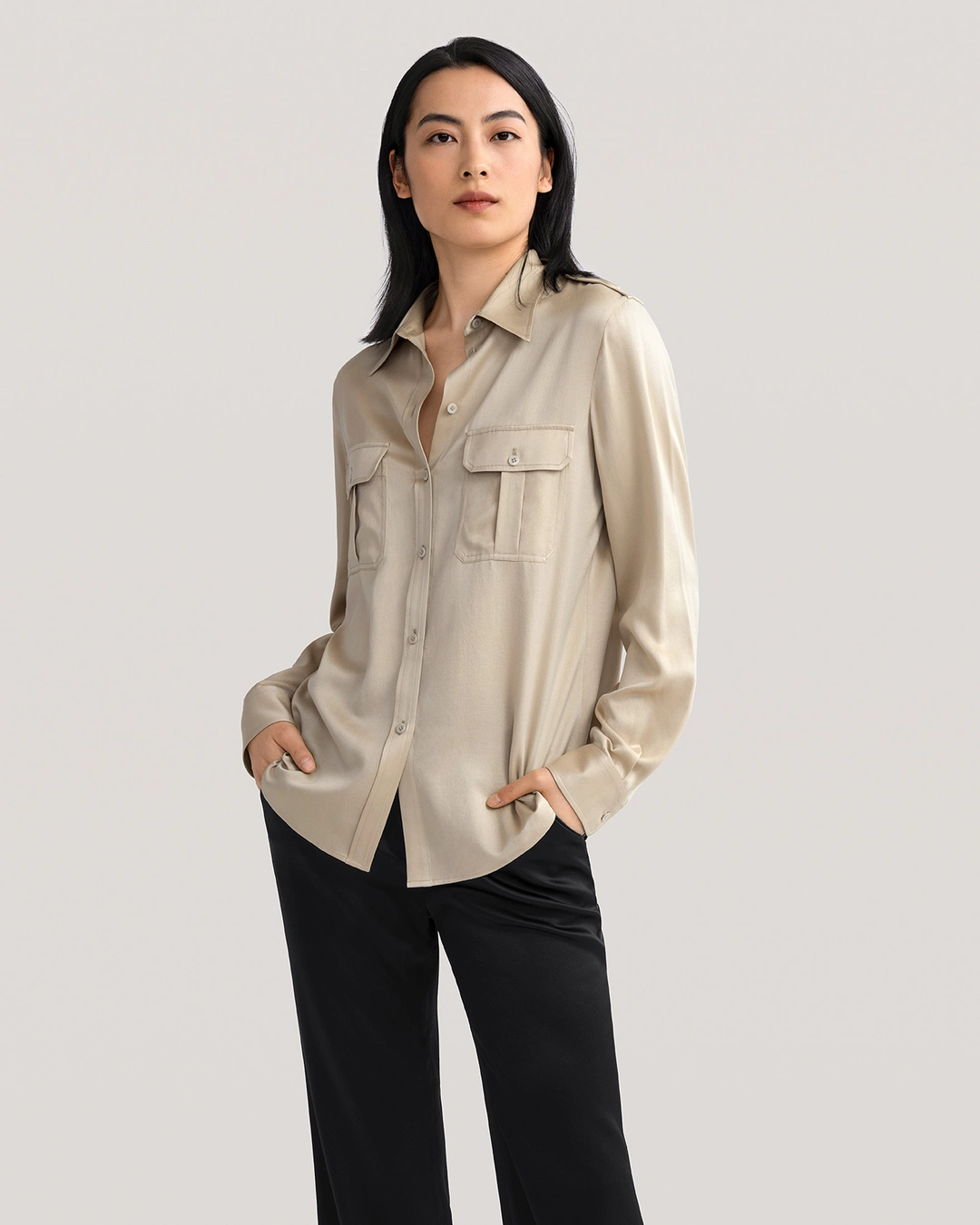 LILYSILK Blouse Soie Femme Safari Classique Soie Lavée En Sable Luxueusement Douce & Infroissable Chemises Rose Abricot S