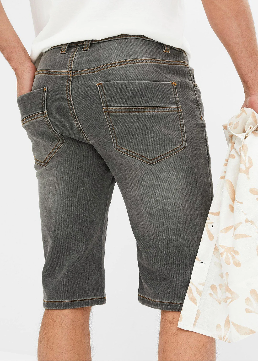 Bermuda en sweat effet jean, coupe ventre confort, regular - 3