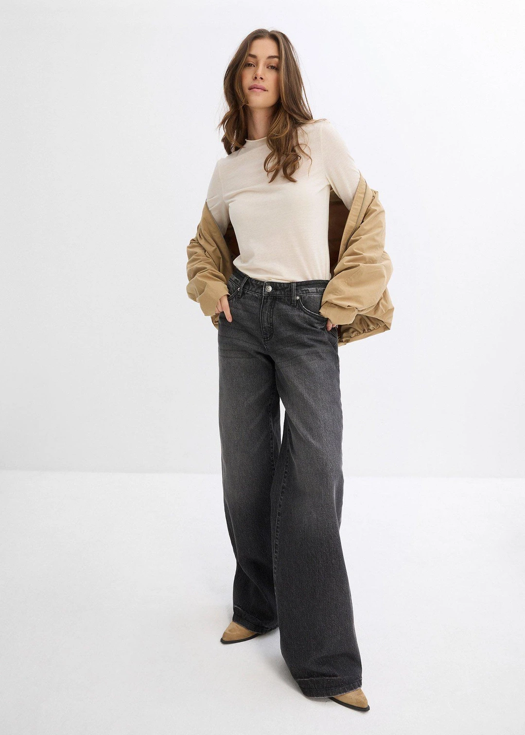 Jean large, taille mi-haute, peu extensible, longueur sol - 2