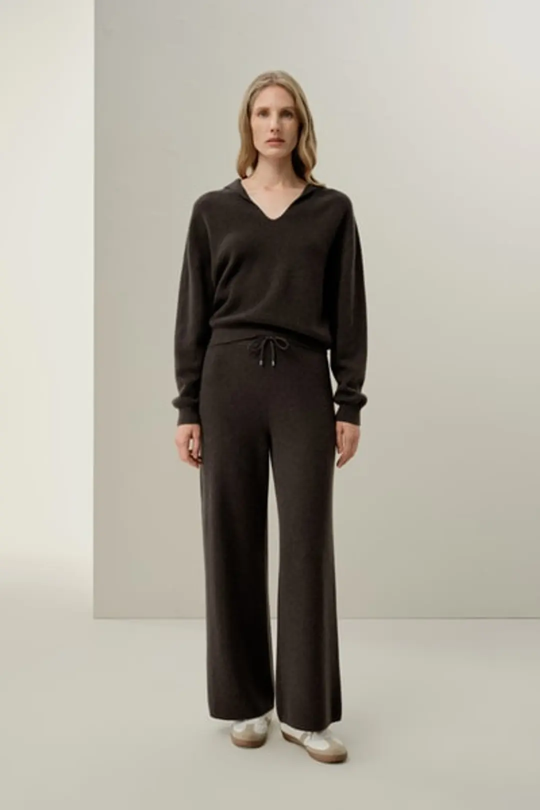 LILYSILK Pantalon Large Femme en Cachemire à Rayures Élégant Taille Élastique Chêne Profond L