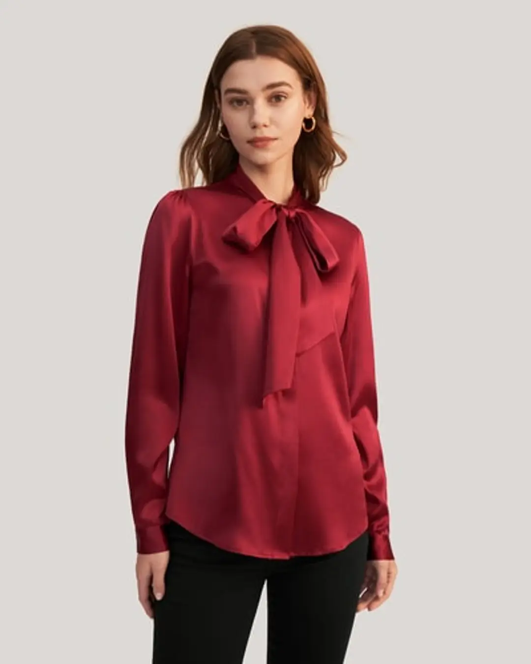 LILYSILK Blouse en Soie avec Nœud Papillon Blanc Naturel L