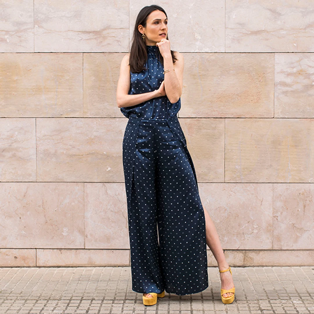 LILYSILK Pantalon En Soie Imprimée Ginkgo FR Diamants blancs en bleu 30-32