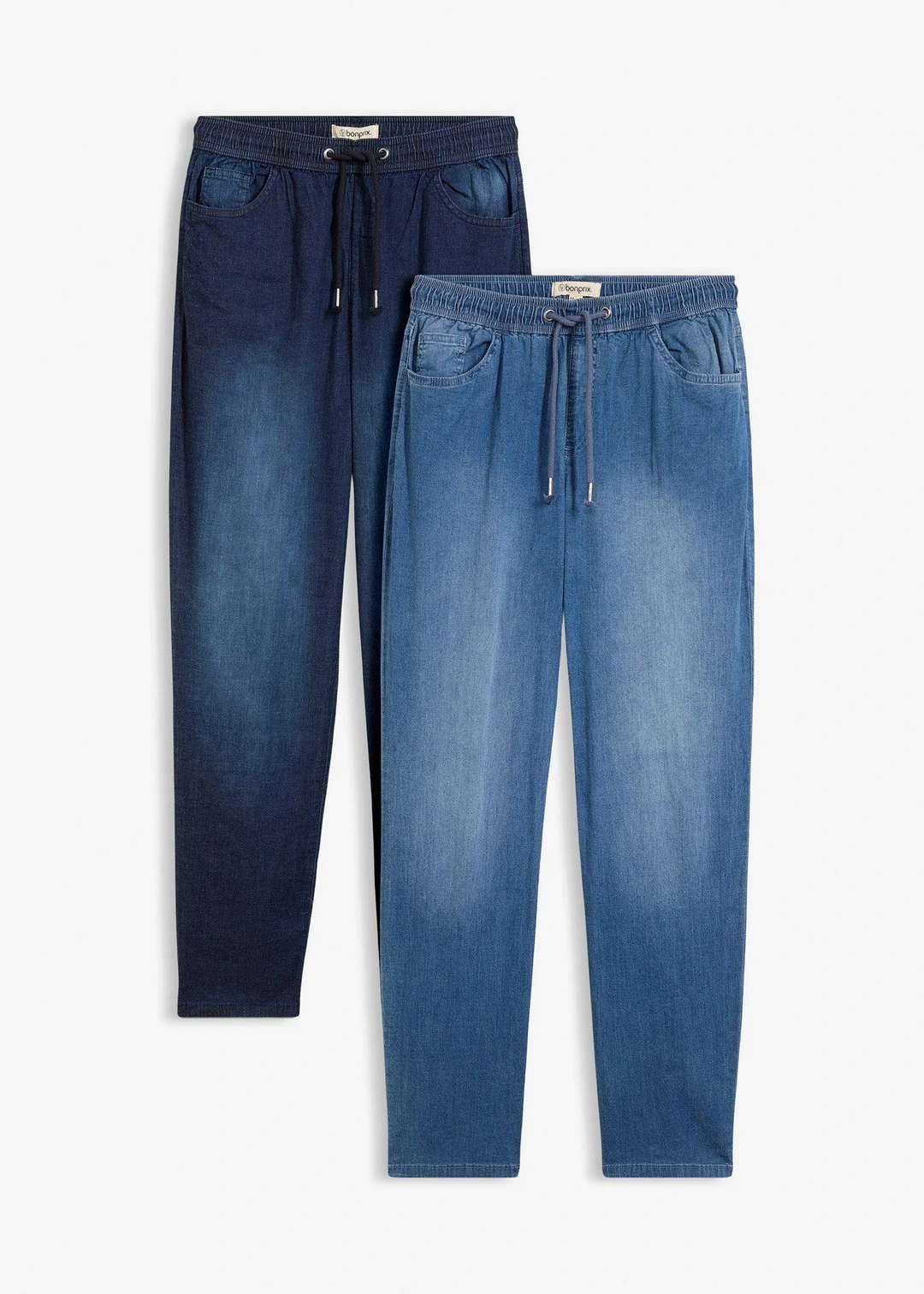 Lot de 2 jeans droits taille haute et élastiquée