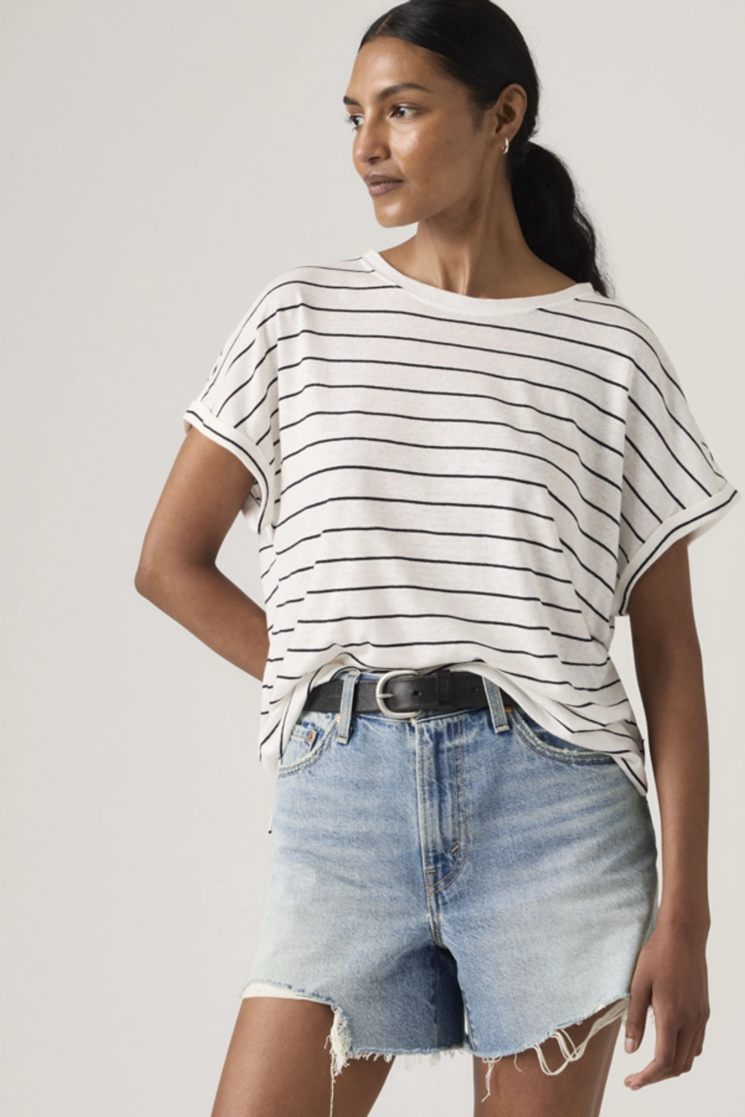 Levi's T Shirt En Lin Manche Dolman Lori - Femme - Noir / Anthracite Night Linen - XS