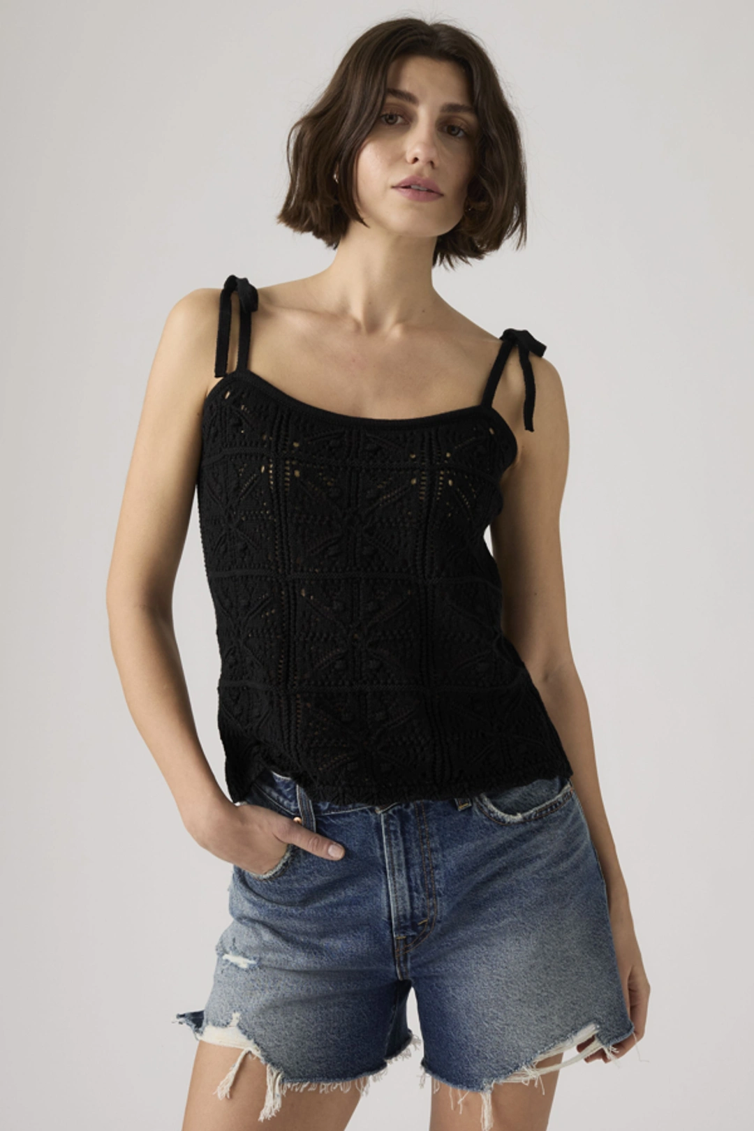 Levi's Débardeur Sweat Abbey À Bretelles Nouées - Femme - Noir / Anthracite Night - XS