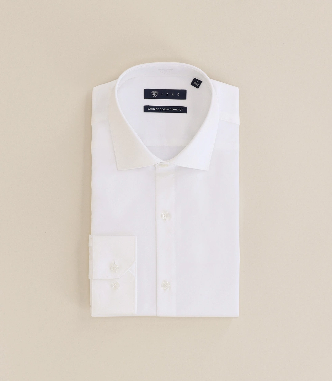 IZAC - Chemise ville en satin de coton écrue