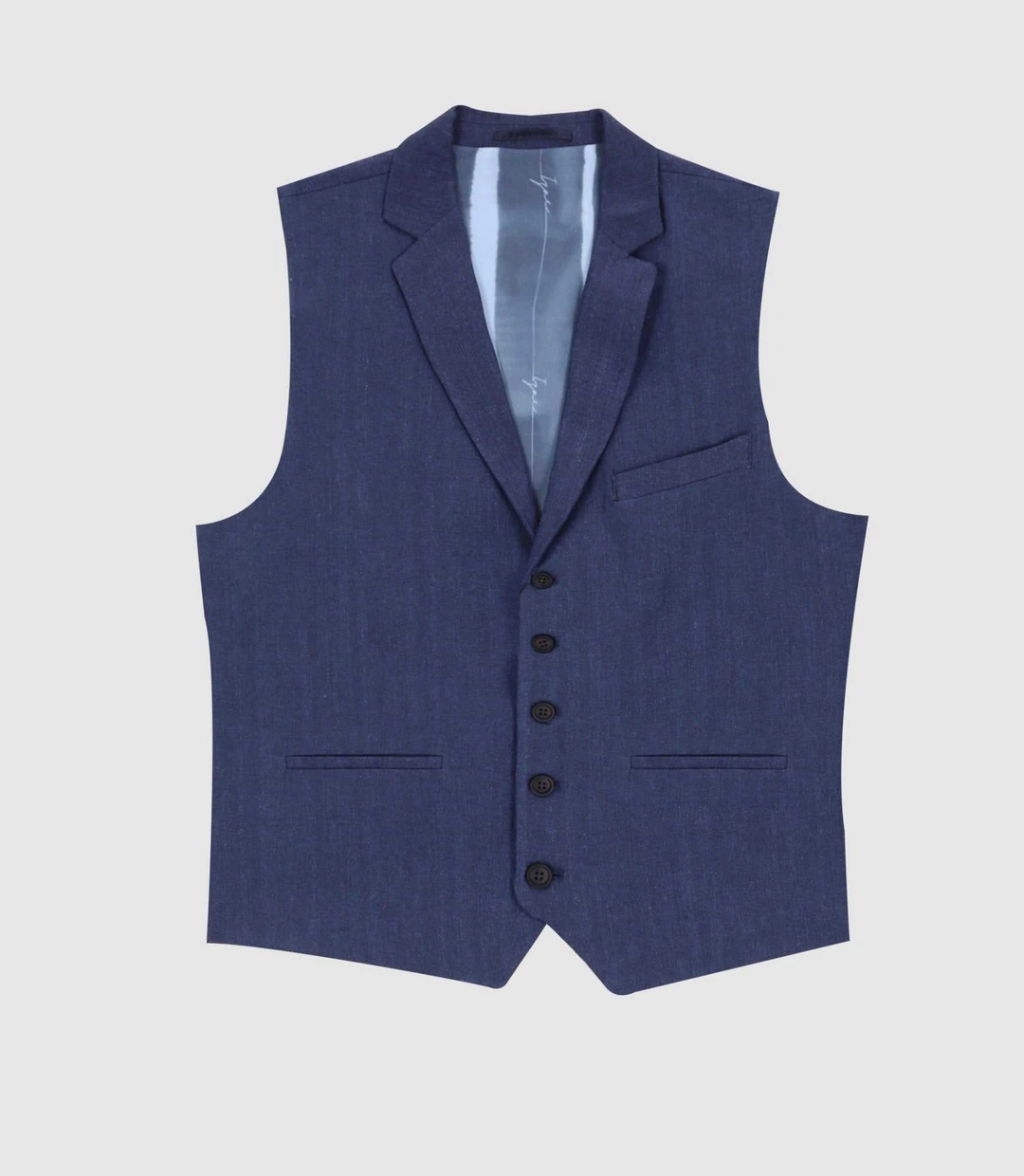 IZAC - Gilet de costume en lin marine JCHANCE